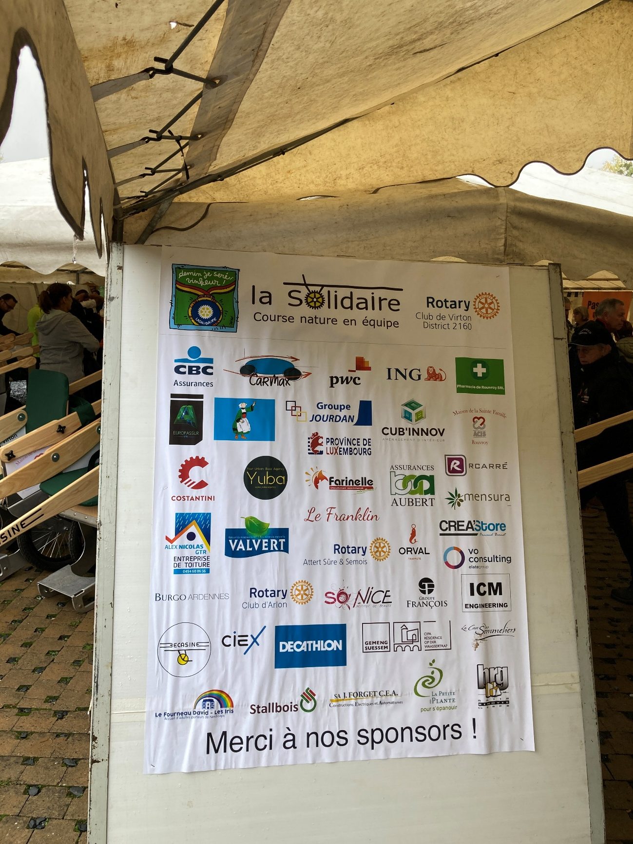 Panneau des sponsors de La Solidaire, dont CIEX